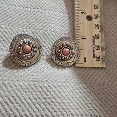 Vintage Pink Cabochon Round Statement Earrings Bold Western Post Studs Y2K