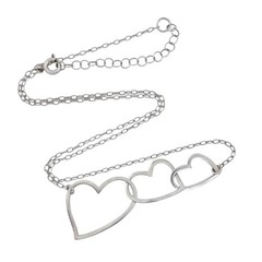 Vintage Sterling Silver 925 Interlocking Heart Pendant Necklace 15.5″-17.5″