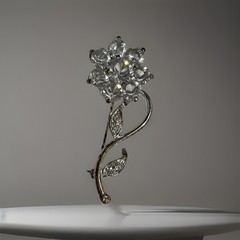 Vintage Rhinestone Flower Brooch Sparkling Clear Stones Silver Tone Pin 2 Inches