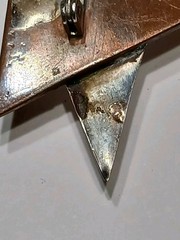 Vtg Mid Century Brutalist Copper Silver Art Dichroic Glass Star Brooch Pin