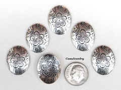 #3472 ANTIQUED STERLING SILVER PLATED PENDANT/ER OVAL W/HANG HOLE – 6 Pc Lot