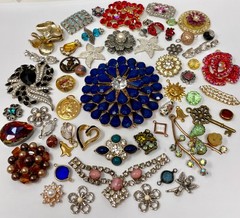 Lot Vintage & Modern Jewelry Parts Broken Repurpose Craft Rhinestones Harvest W