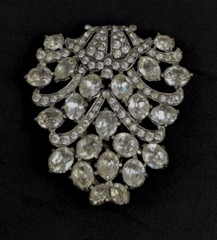Very Large 1930s EISENBERG Original 3″ Crystal Rhinestone Fur Clip Brooch Signed