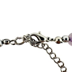 Boho Polished Amethyst Natural Stone Bali Beads Silver Tone 19″ Necklace