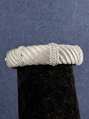 JUDITH RIPKA Sterling Silver Cubic Zirconia Cable Twist Wide Cuff Bracelet; 75g