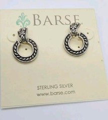 Sterling Silver BARSE Dangle Pierced Earrings Vintage .75 in