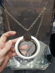 Necklace, c.1970s Sarah Coventry “Holiday Circles” interchangeable discs white