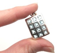 Vintage Sterling Silver 925 Sky Blue Topaz Rectangle Window Pane Pendant