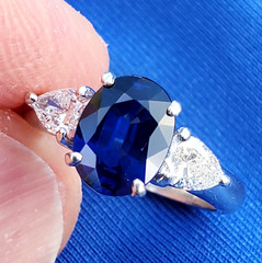 Original EARTH MINED SAPPHIRE DIAMOND Deco Engagement Ring PLATINUM Solitaire 5