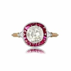 Lab Created 2CT Round Diamond Vintage Halo Engagement Ring 14K 2-Tone Gold Over