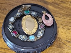Victorian Edwardian Art Deco Jewellery Lot 10k gold Brass Glass GF See Video