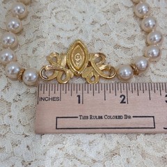Vintage Swarovski Swan Faux Pearl Choker Necklace Red Crystal Gold Tone