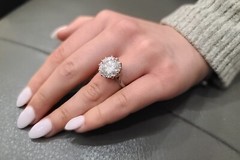 6.02ct 14k White Gold Vintage Engagement Ring Lab Grown Simulate Diamond