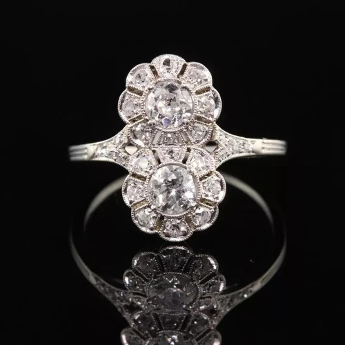 Art Deco Style Round Cut Lab Created Diamond 14k White Gold FN Anniversary Ring