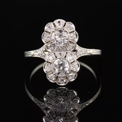 Art Deco Style Round Cut Lab Created Diamond 14k White Gold FN Anniversary Ring