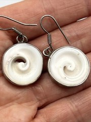 Vtg Sterling Silver 950 Shiva Eye Swirl Shell Drop Dangle Earrings 1.5″