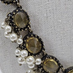 J. Crew Yellow Resin & Rhinestone Faux Pearl Cluster Statement Collar Necklace