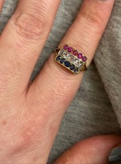 ANTIQUE FRENCH ART DECO 18k GOLD ruby diamond sapphire c 1919
