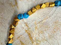 Vintage Givenchy Gold-Tone & Turquoise Beaded Choker Necklace 14”
