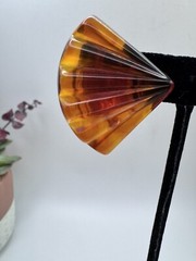 Napier Lucite Fan Shaped Tension Whit Gold Tone Screw Back Earrings Vintage