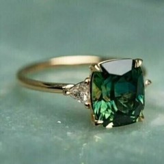 Art Deco Vintage Style Green Lab Created Emerald Engagement 14k Gold Finish Ring