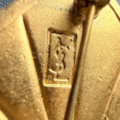 Vintage YSL Yves Saint Laurent Faux Pearl Brooch Mid Century Gold Tone 2 inches