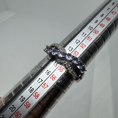Amazing 10K Solid White Gold Tanzanite Diamond Gemstone Ring Size 6.75, 2.48g