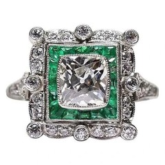 3Ct Vintage Art Deco Style Lab Created Diamond 14k White Gold FN Engagement Ring