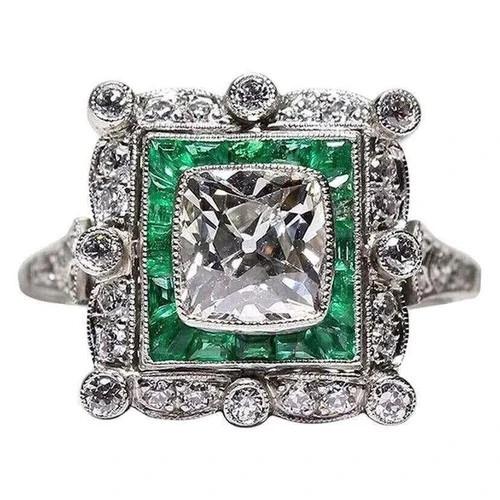 3Ct Vintage Art Deco Style Lab Created Diamond 14k White Gold FN Engagement Ring