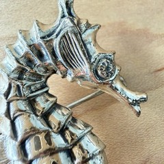 Beau Sterling Silver Seahorse Brooch Pin Nautical Mid Century 2.5 Inches