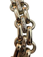 Vintage Rolo Link Chain Necklace Floral Embossed Gold Plate C Ring Clasp B5
