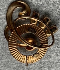 Van Dell ART DECO NOUVEAU 12K GF Brooch/Pendant Goldtone Rhinestones Numbered