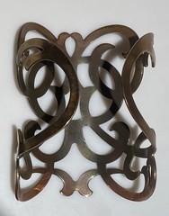 Vintage Antiqued Brass Cuff Gladiator Bracelet Ornate Coiled Braided Geometric