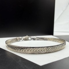 Nice Vintage Italy Sterling Silver Herringbone 5.2mm Chain 7.25″ Bracelet 6.8g