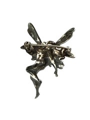 Vintage 925 Sterling Silver Fairy Brooch Pin Mythical Winged Woman Jewelry