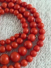Antique Genuine Natural 100% Undyed Red Mediterranean Coral Beads Necklace