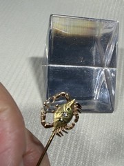 14k GOLD TESTED SEASHORE CRAB SET WITH PEARL AND DIAMOND -15MM CRAB -2.25″ PIN