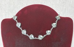 Rare Viking Craft Sterling Silver Necklace Art Deco Signed Mid Century 15.5” 46g