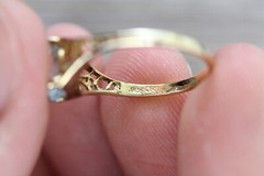 VINTAGE BLUE TOPAZ GOLD STERLING SILVER 925 RING SIZE 7.75 FILIGREE DESIGNER