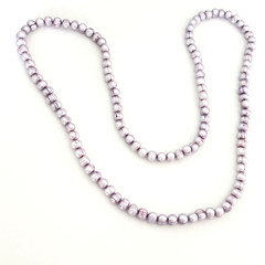 Ladies Genuine Real Pearl Purple Lavender Dyed Long Chunky Strand Necklace 36″