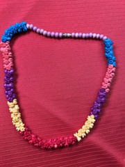 VTG Necklace L:21″ (53 cm) W:0.5″ (12mm) Coloured Plastic Beads Barrel Clasp