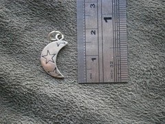 Kabana Starry Crescent Moon Vintage Sterling Silver Bracelet Charm Pendant