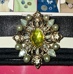 Vintage Y2K Revlon Convertibles Brooch Choker Hair NOS Peridot Jade