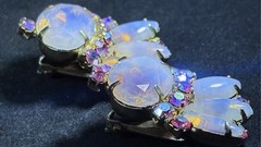 Vintage Juliana D&E Pink Moonstone Aurora Borealis Starburst Brooch Earrings Set