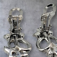 Vintage Pennino Sparkling Ice Bow & Flowers Clip On Earrings Rhodium Plated