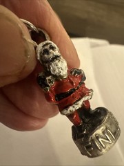 Vintage 3D Holiday Christmas Santa Claus Enamel Pendant Bracelet Charm Keychain