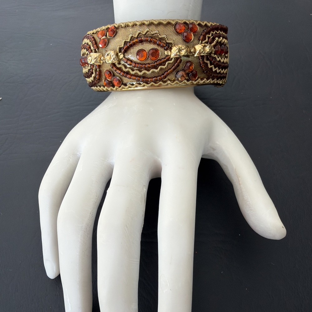 Vintage Unbranded Bracelet Beaded Rhinestones Detachable Handmade.