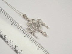 2.1Ct Art Deco Style Round Lab Created Diamond Wedding 14K White Gold FN Pendant