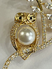 Crystal Rhinestone Owl Flamingo Brooch Pin Glass Vintage LOT Bird Peacock Clear