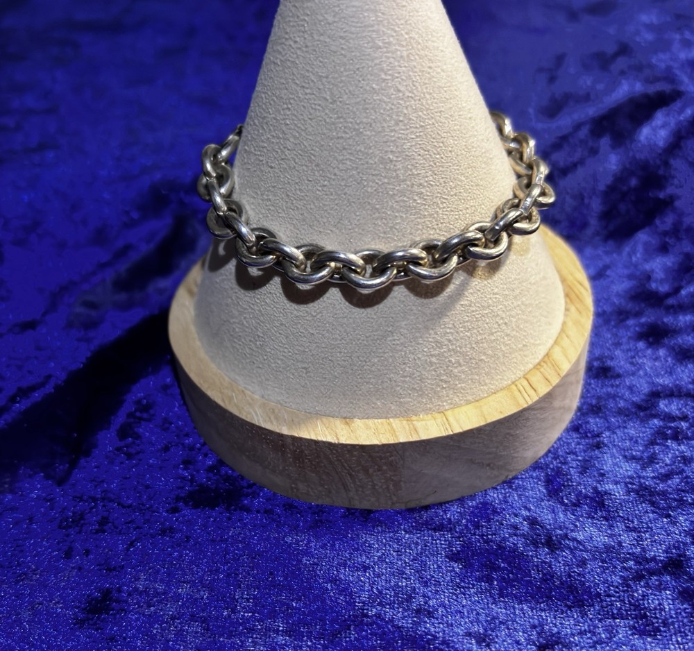 Vintage 925 Sterling Silver Heavy Rolo Chain 7” bracelet 23.7 g By Milor Italy